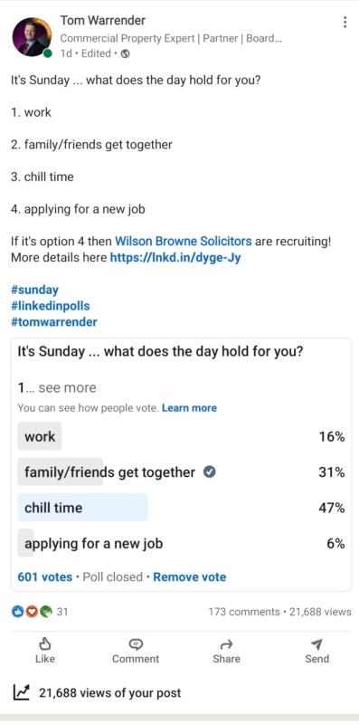 tom's linkedin poll