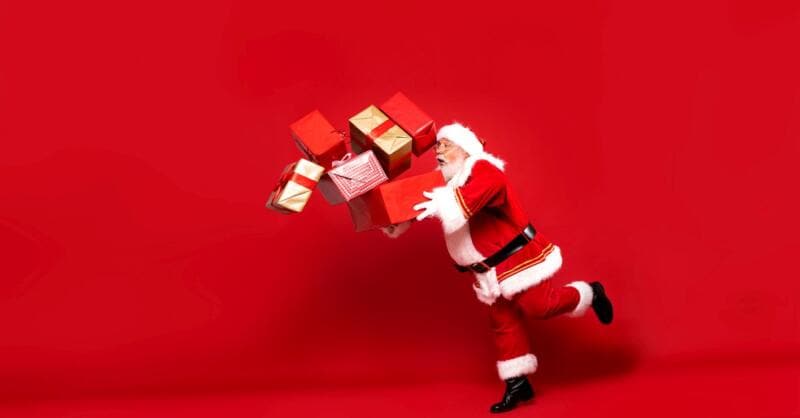 Santa dropping presents